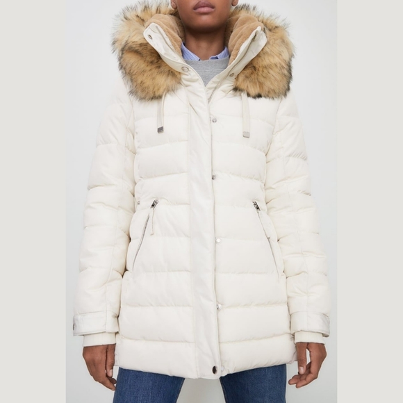 Zara Jackets & Blazers - Zara white puff jacket water repellent